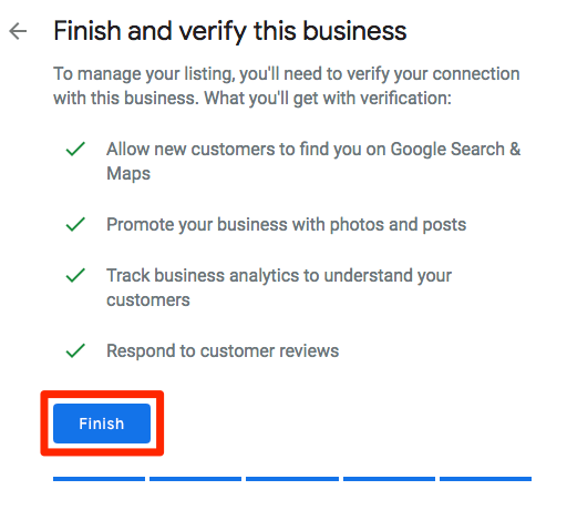 Finish and verify your restaurant