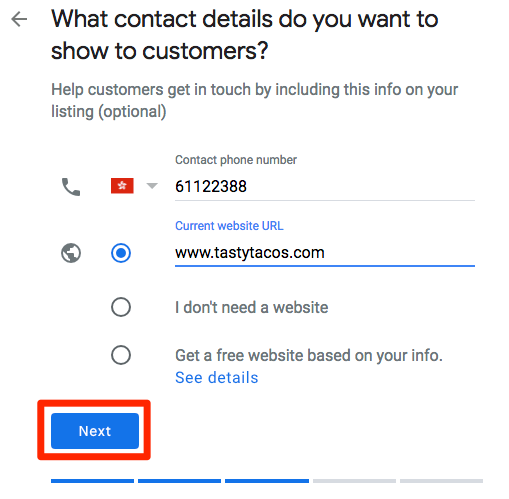 Add your contact details
