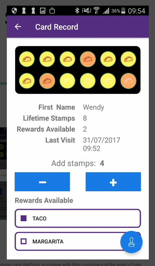 Stamp cards remotely or using the Stamper app