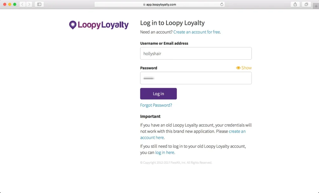Log In To LoopyLoyalty